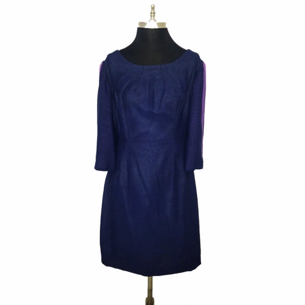 Vtg 80s Handmade Split Sleeve Sheath Dress M